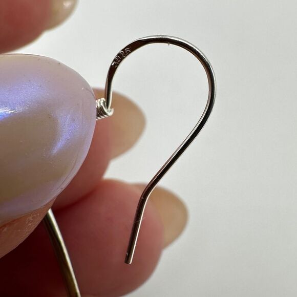 SALE! Stunning 2.5" tear drop shape hammered, sterling silver dangle earrings! - Picture 7 of 10